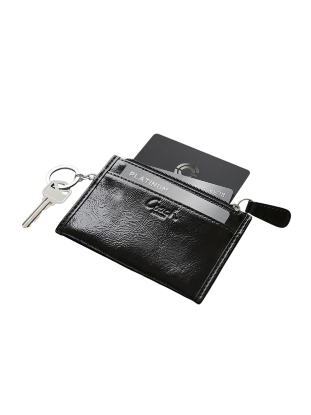 Coach Black Leather Keychain Cardholder